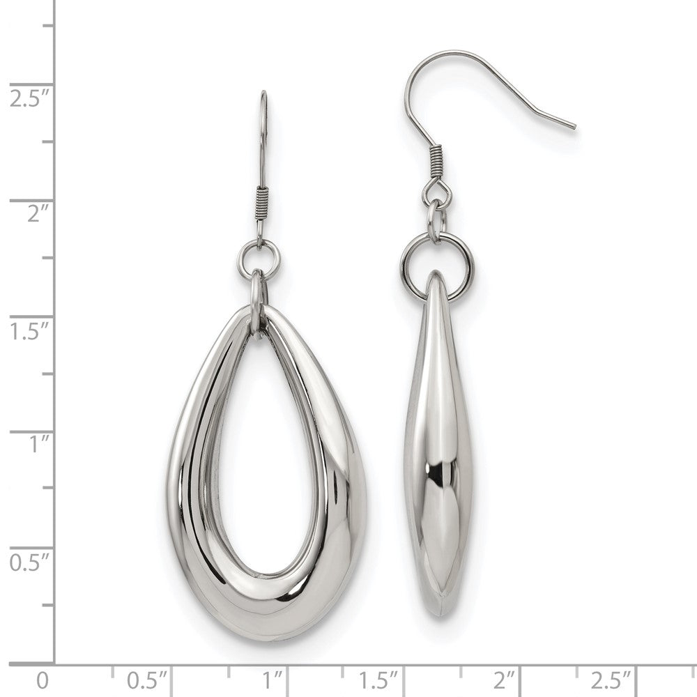 Chisel Stainless Steel Polished Teardrop Dangle Shepherd Hook Earrings