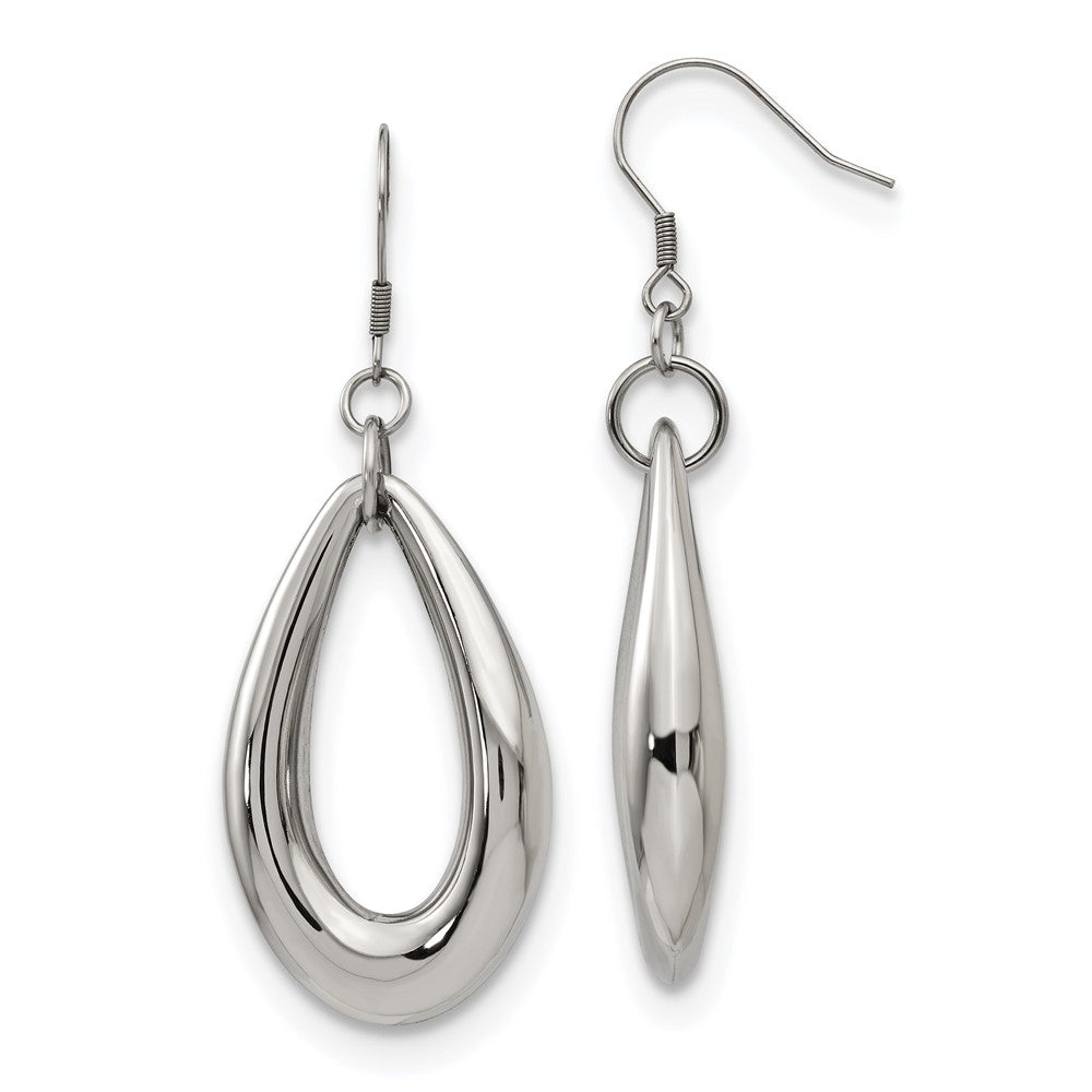 Chisel Stainless Steel Polished Teardrop Dangle Shepherd Hook Earrings