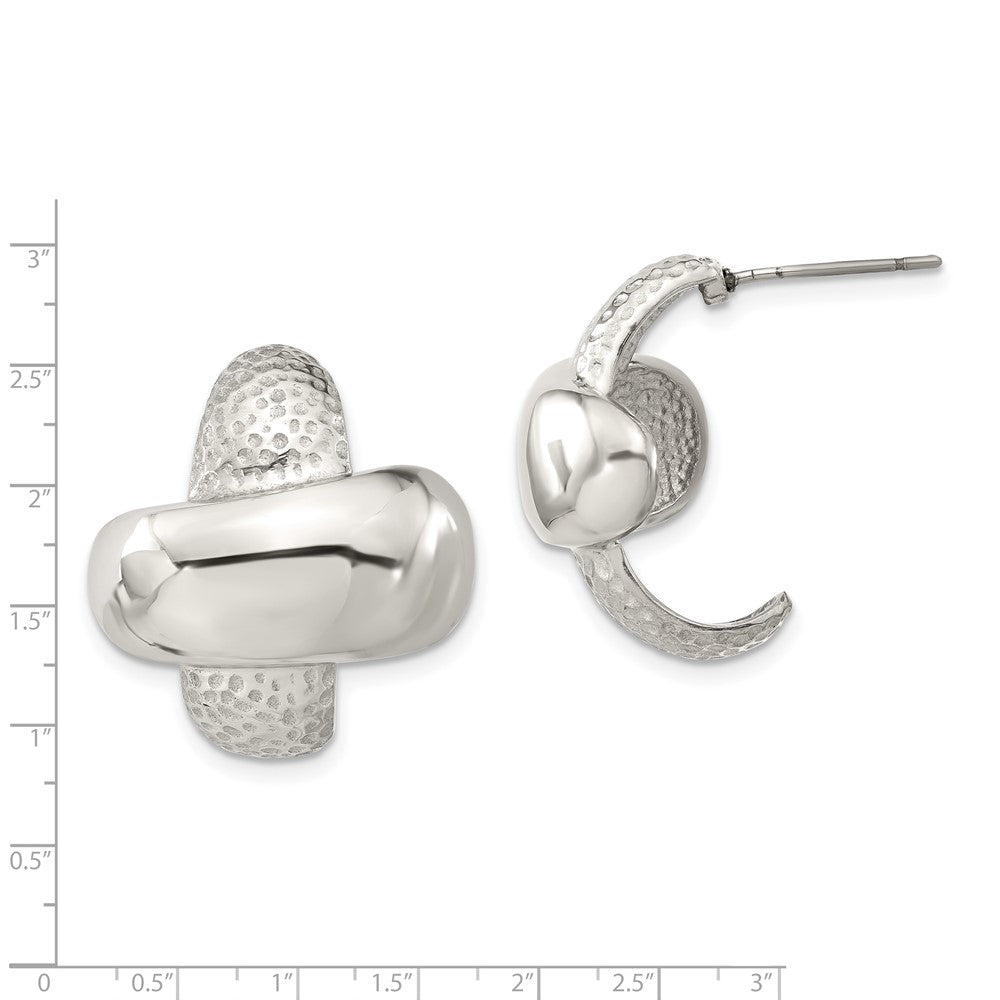 Stainless Steel Textured & Polished X Post Earrings