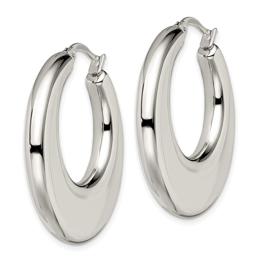 Chisel Stainless Steel Polished 35mm Diameter Hollow Hoop Earrings