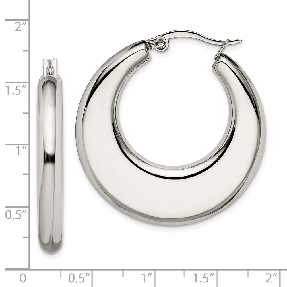 Chisel Stainless Steel Polished 35mm Diameter Hollow Hoop Earrings
