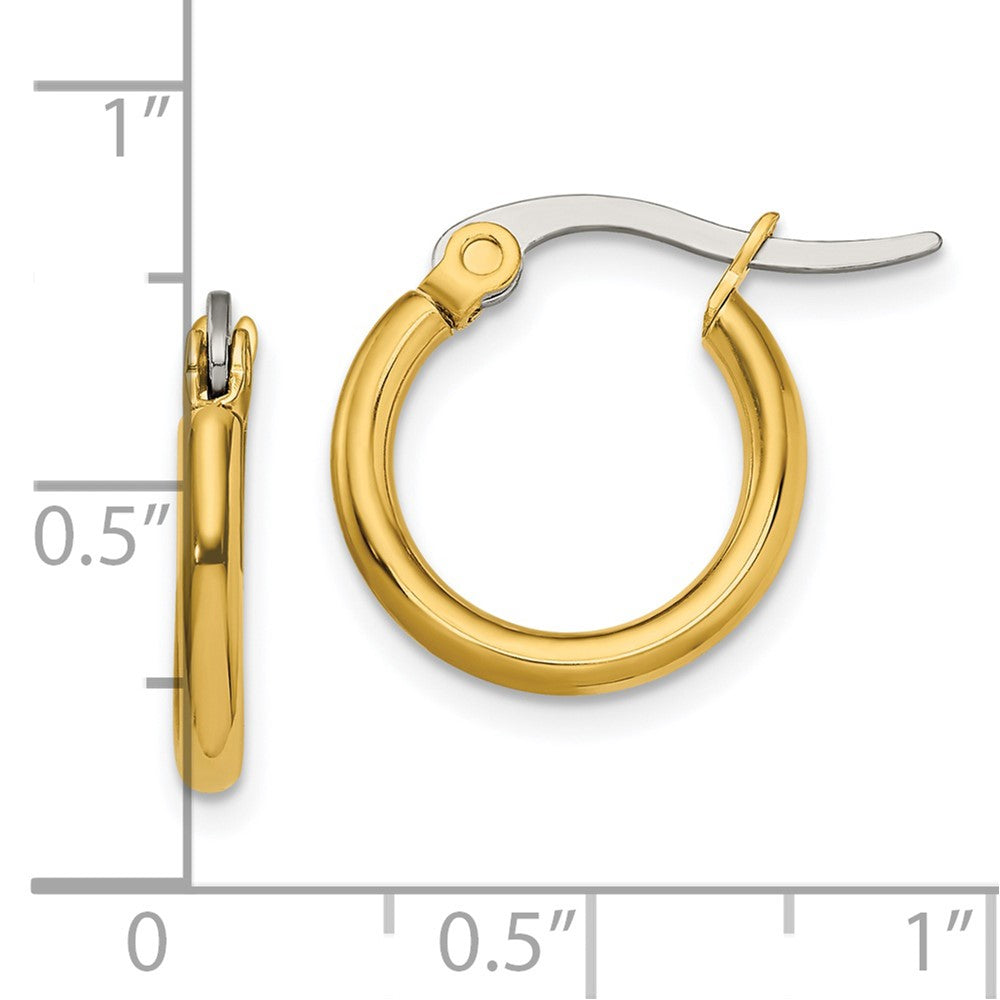 Chisel Stainless Steel Polished Yellow IP-plated 15.5mm Diameter 2mm Hoop Earrings