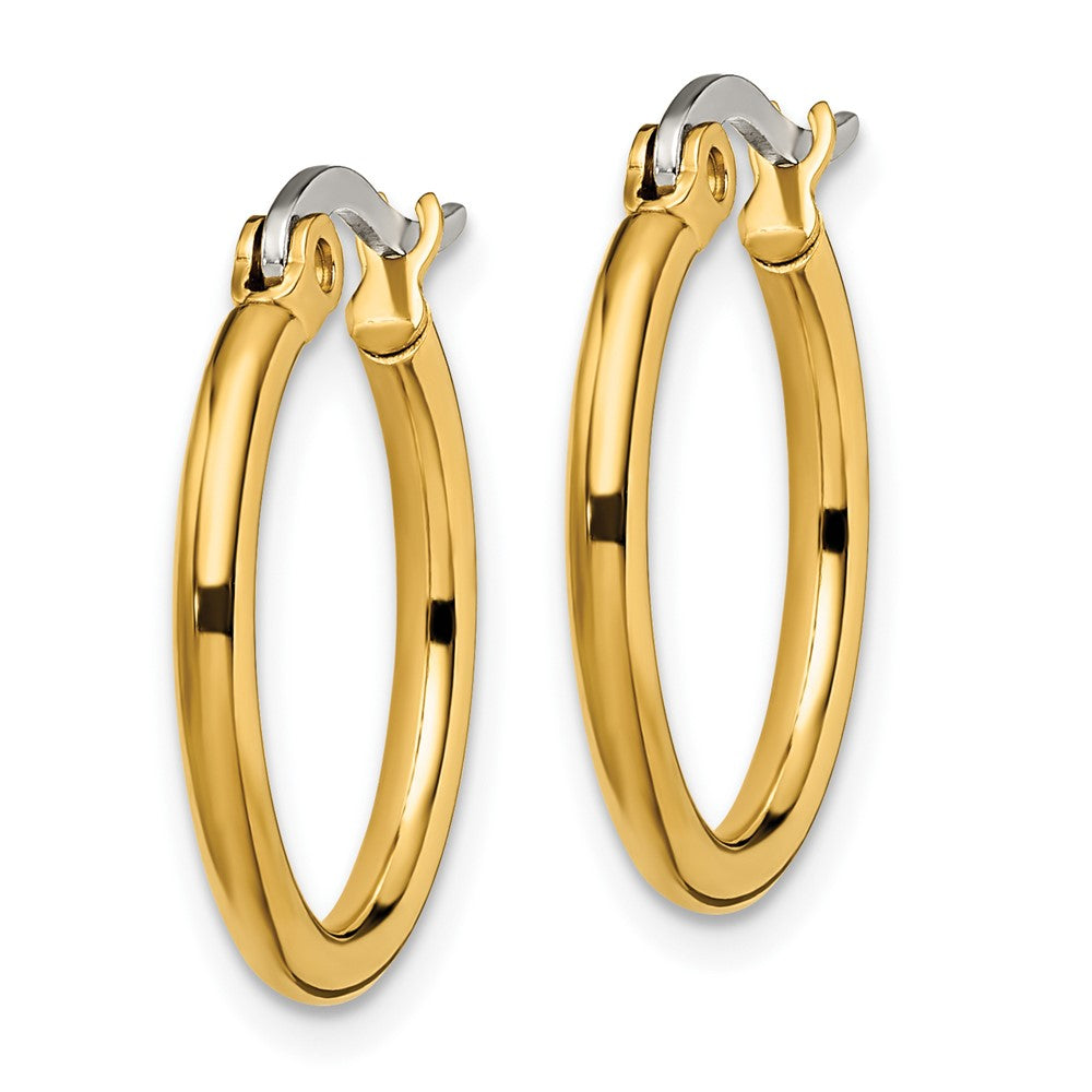 Chisel Stainless Steel Polished Yellow IP-plated 19mm Diameter 2mm Hoop Earrings