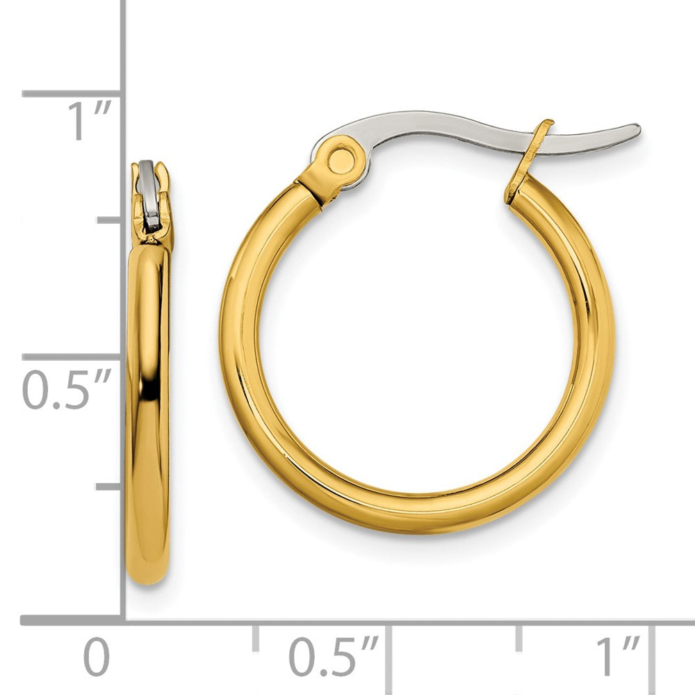 Chisel Stainless Steel Polished Yellow IP-plated 19mm Diameter 2mm Hoop Earrings