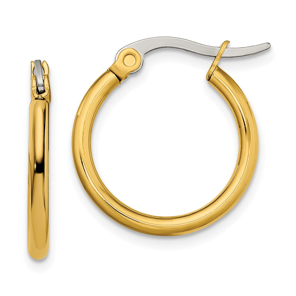 Chisel Stainless Steel Polished Yellow IP-plated 19mm Diameter 2mm Hoop Earrings