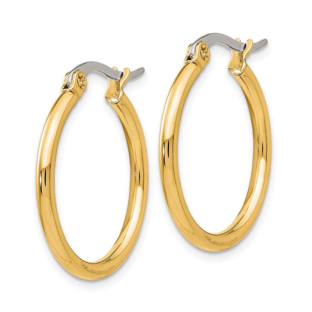 Chisel Stainless Steel Polished Yellow IP-plated 26mm Diameter 2mm Hoop Earrings