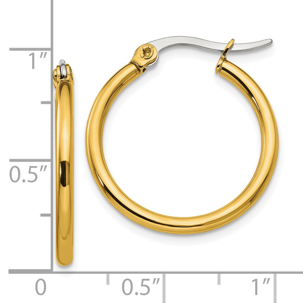 Chisel Stainless Steel Polished Yellow IP-plated 26mm Diameter 2mm Hoop Earrings