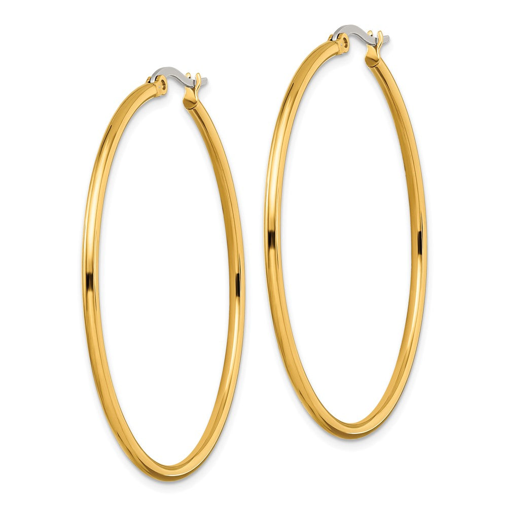Chisel Stainless Steel Polished Yellow IP-plated 48mm Diameter 2mm Hoop Earrings