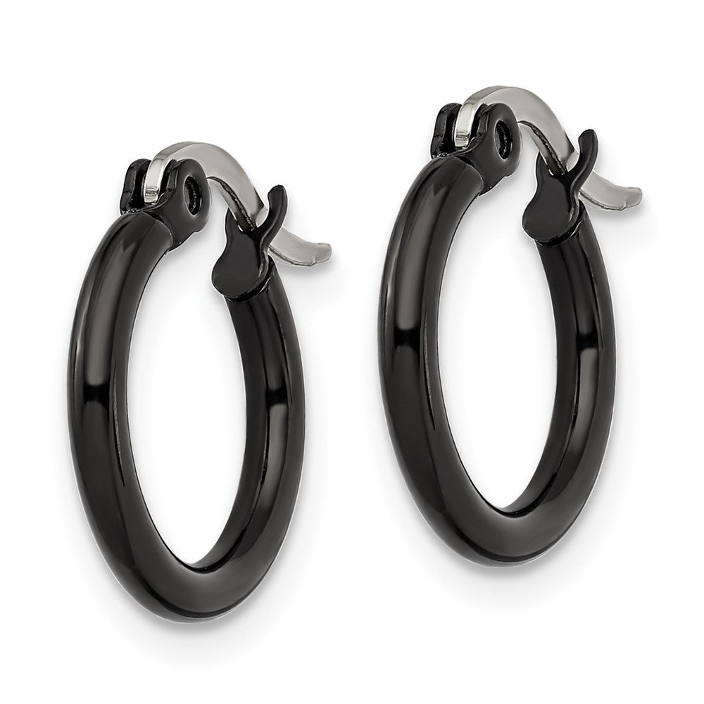 Chisel Stainless Steel Polished Black IP-plated 15.5mm Diameter 2mm Hoop Earrings