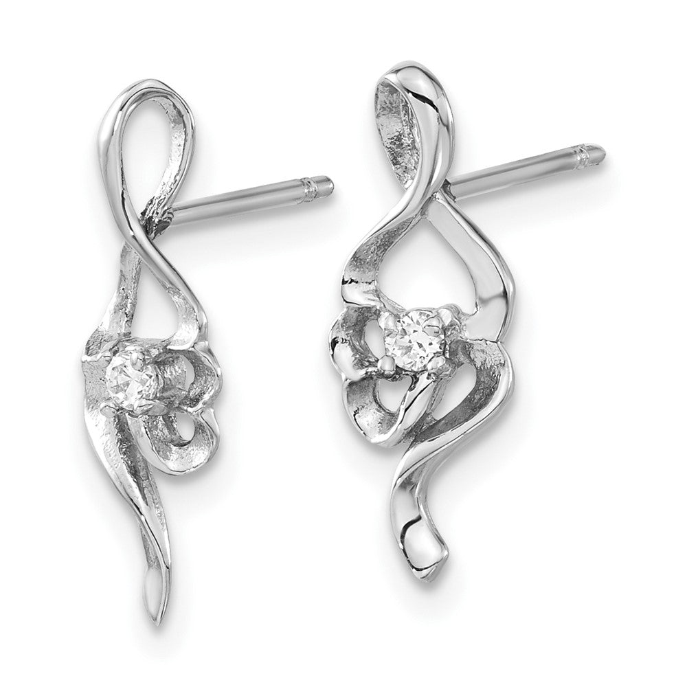 Stainless Steel Polished CZ Post Earrings