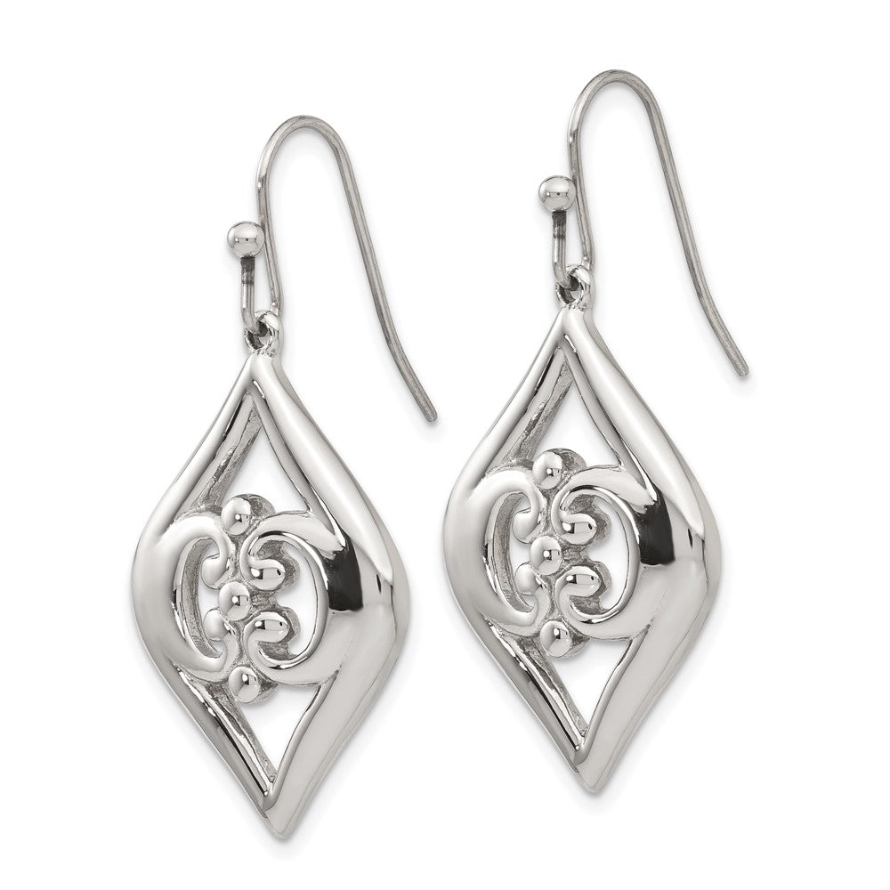 Stainless Steel Polished Dangle Shepherd Hook Earrings