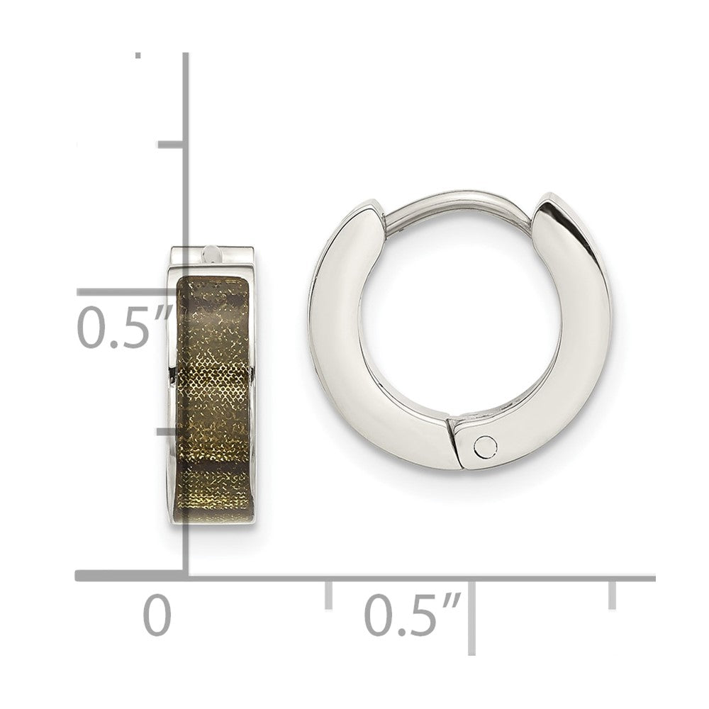 Stainless Steel Polished Enameled Hinged Round Hoop Earring