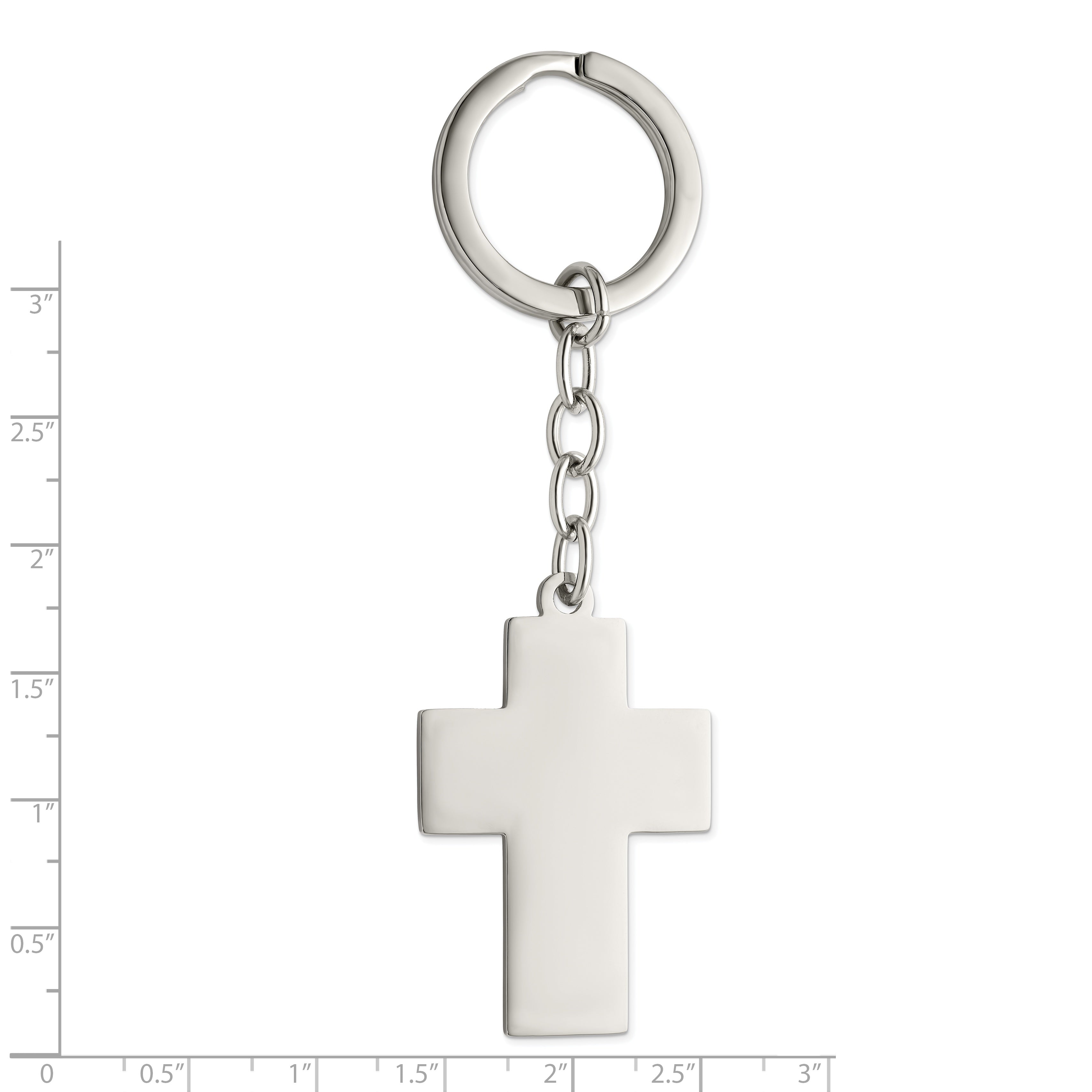 Chisel Stainless Steel Polished Cross Key Ring