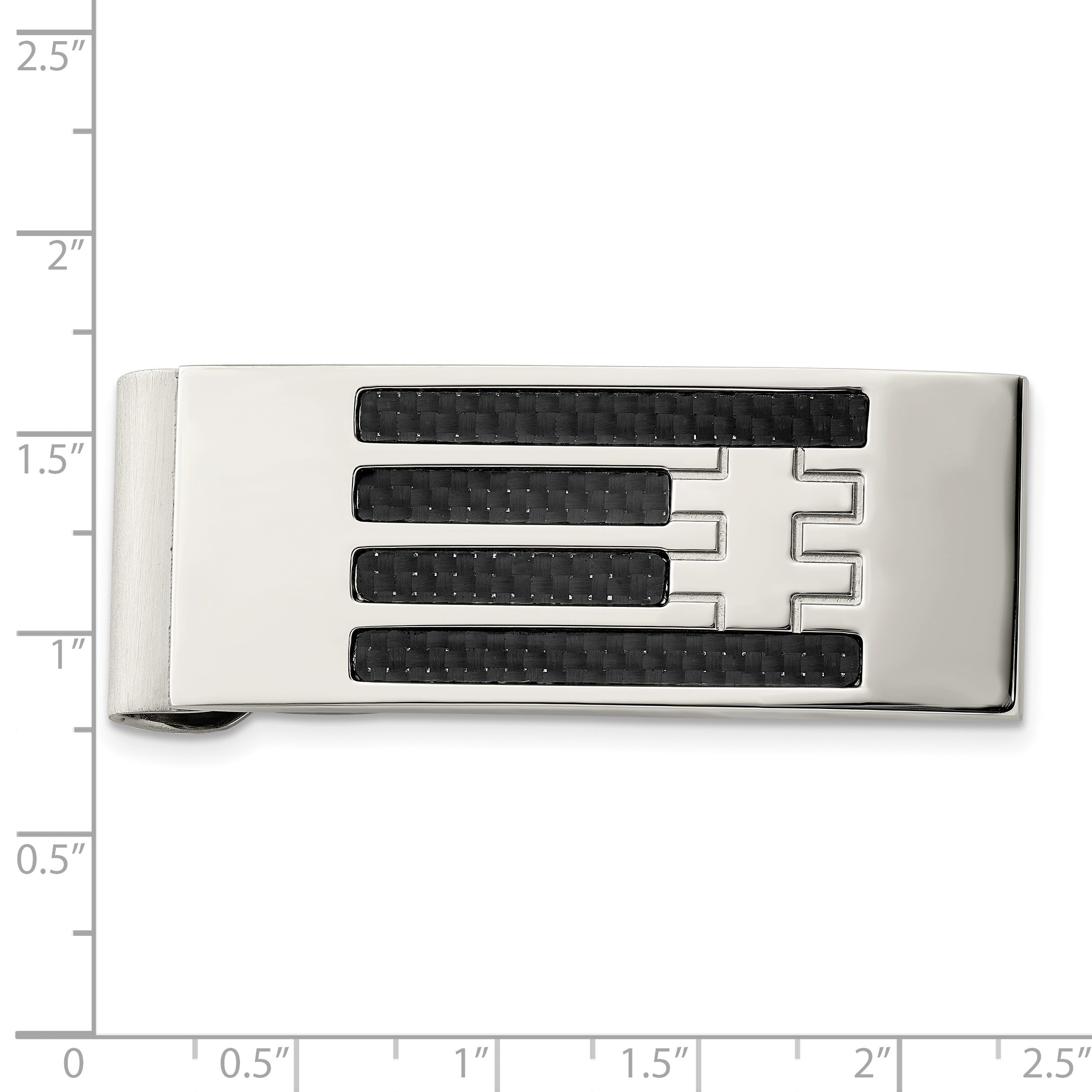Chisel Stainless Steel Polished Black Carbon Fiber Inlay Money Clip