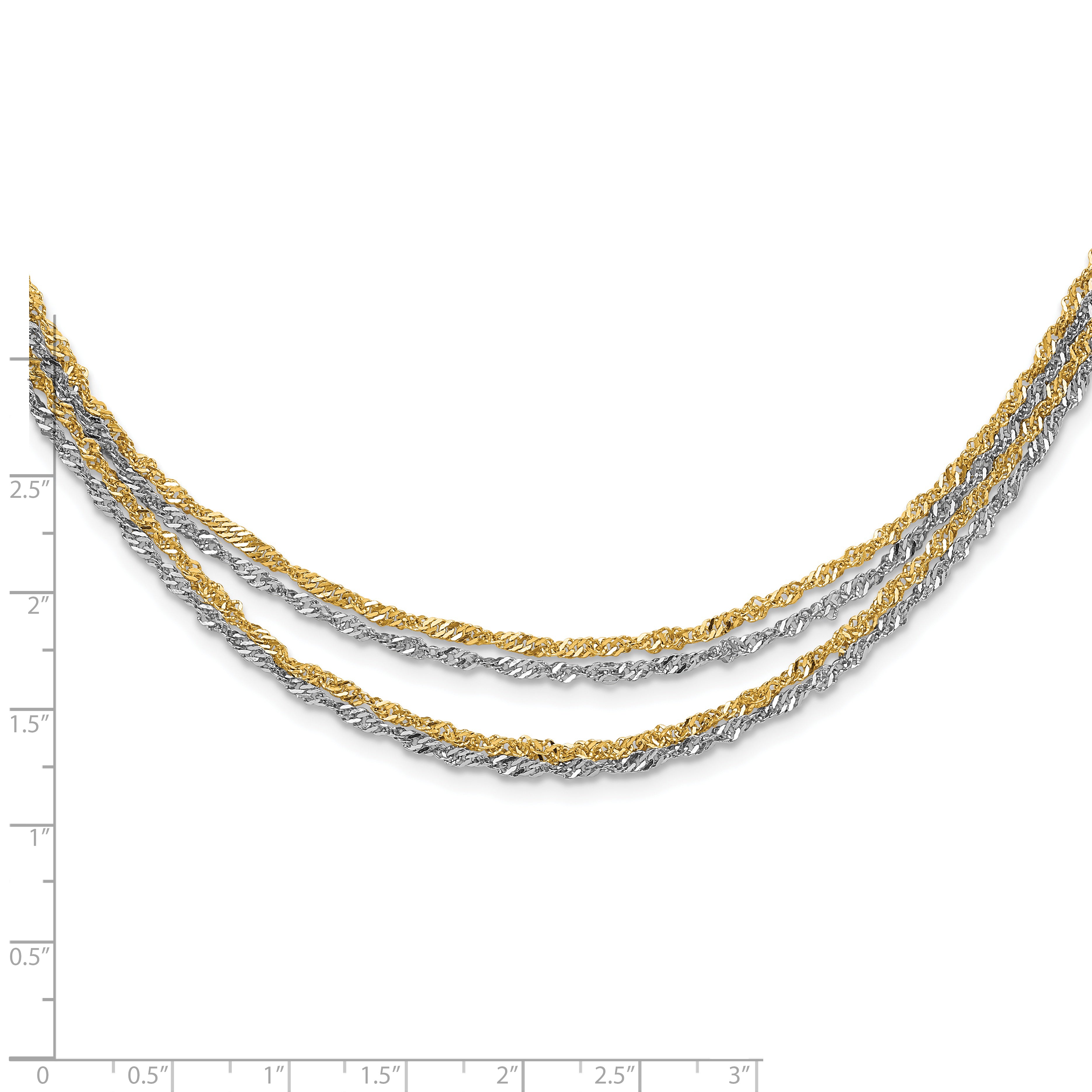 Stainless Steel Polished & Yellow IP-plated Layered w/ 2in ext Necklace