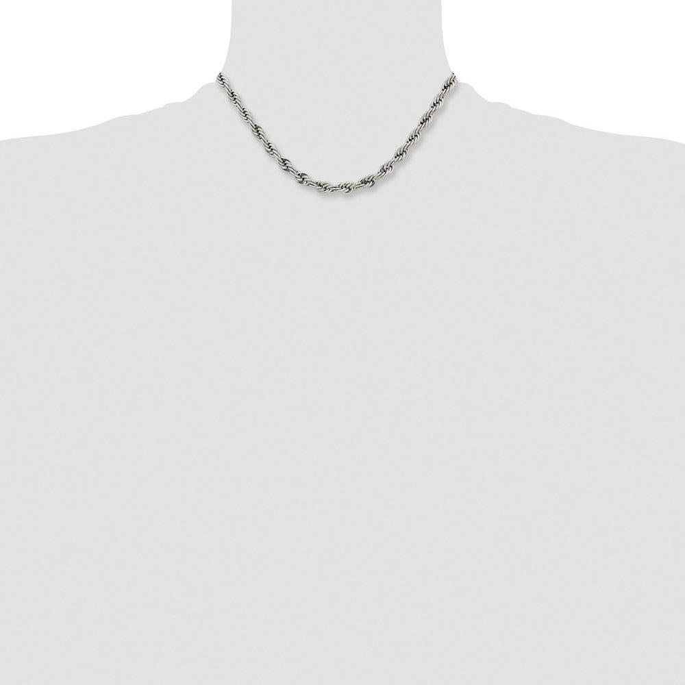 Chisel Stainless Steel Polished 7mm 16 inch Rope Chain