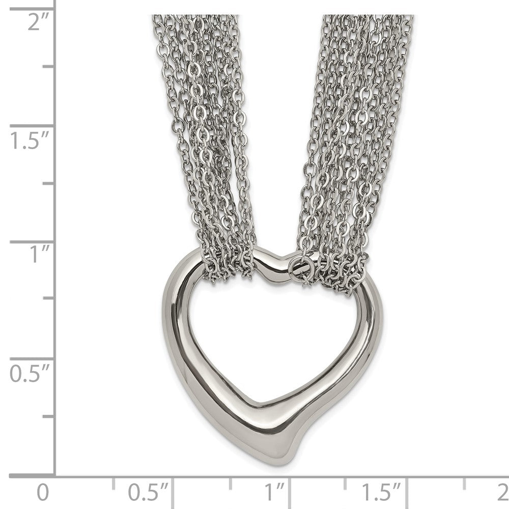 Chisel Stainless Steel Polished Heart on a 17 inch Cable Chain Multi Strand Necklace