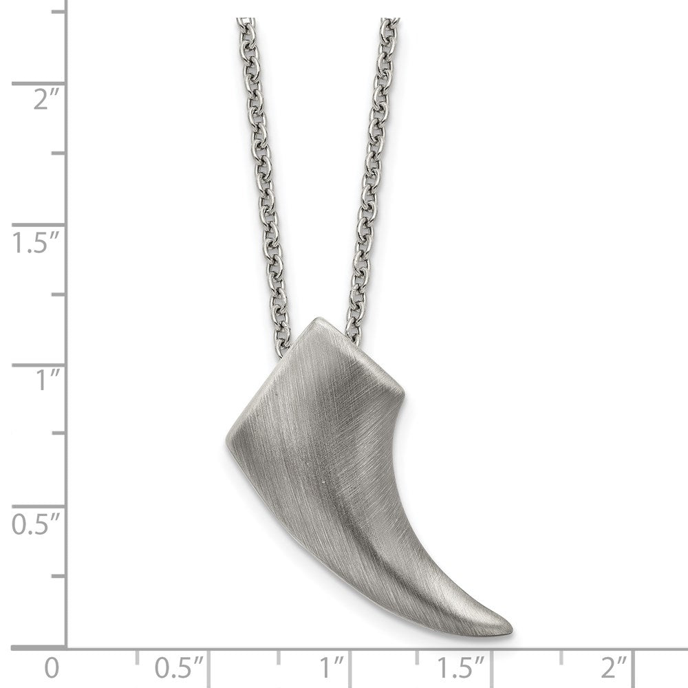 Stainless Steel Antiqued and Brushed Claw 20 inch Necklace