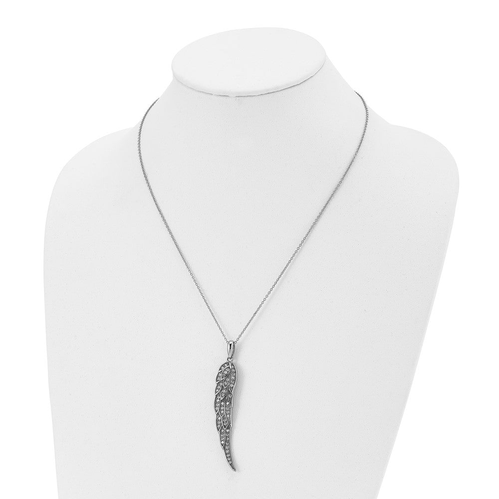 Stainless Steel Polished w/CZ Wing 20in w/2in ext Necklace