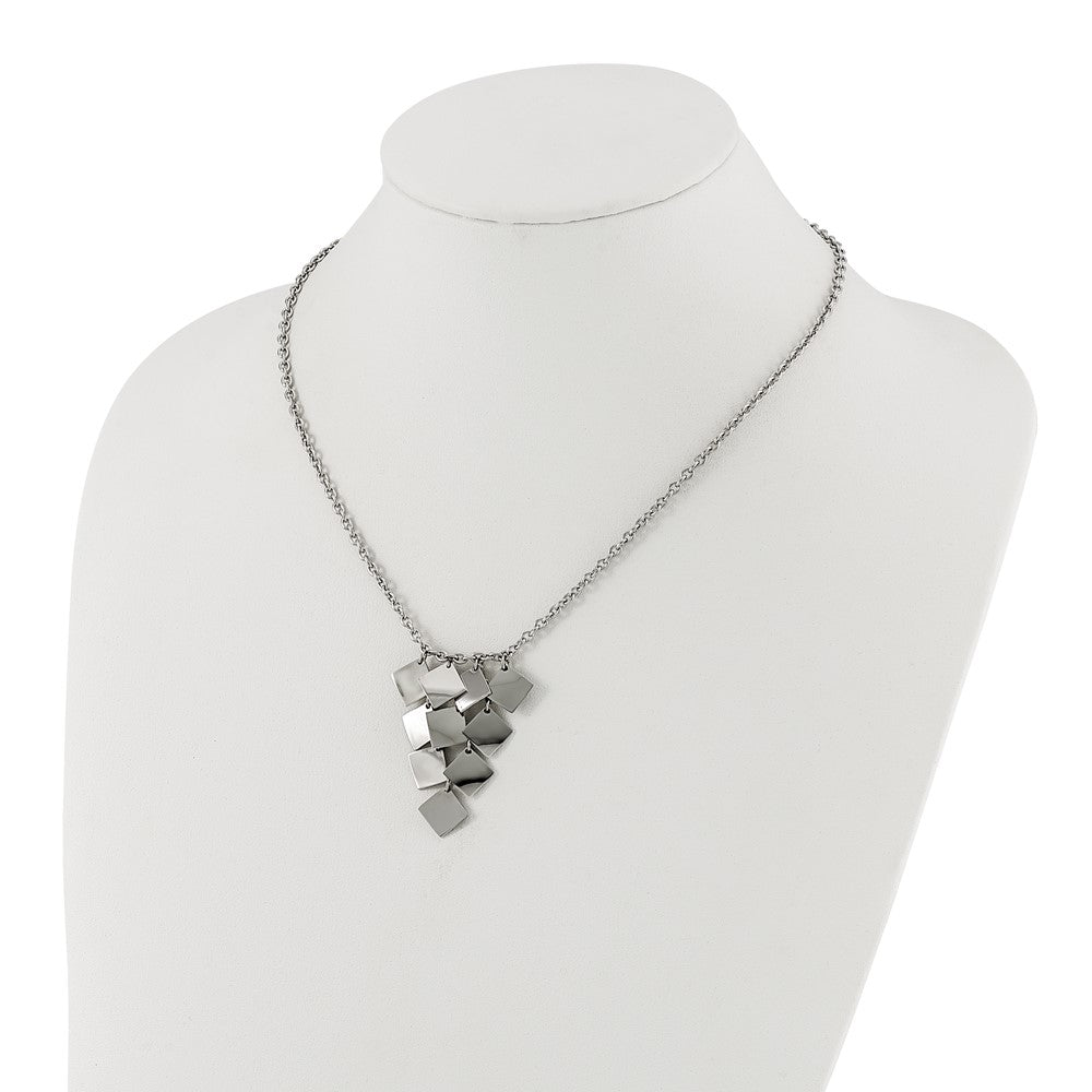 Stainless Steel Polished Fancy Multi-square Necklace