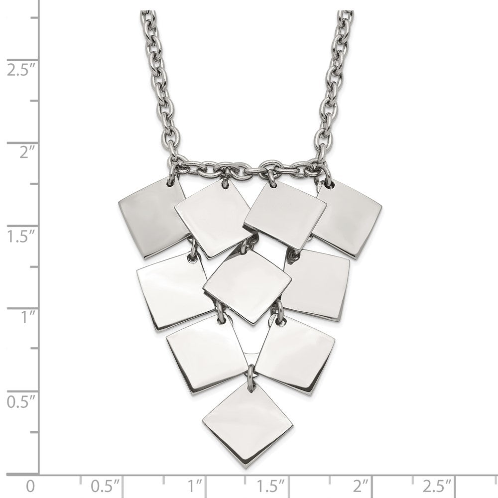 Stainless Steel Polished Fancy Multi-square Necklace
