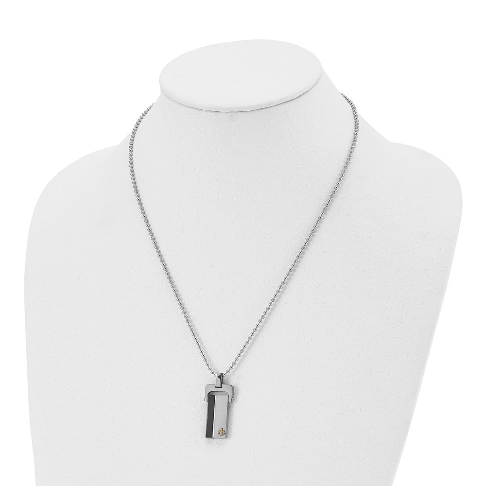 Stainless Steel Polished Yellow & Black IP-plated Dog Tag 20in Necklace