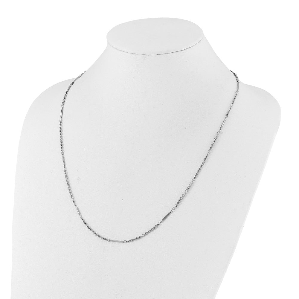 Stainless Steel Polished Fancy Bar Link Necklace