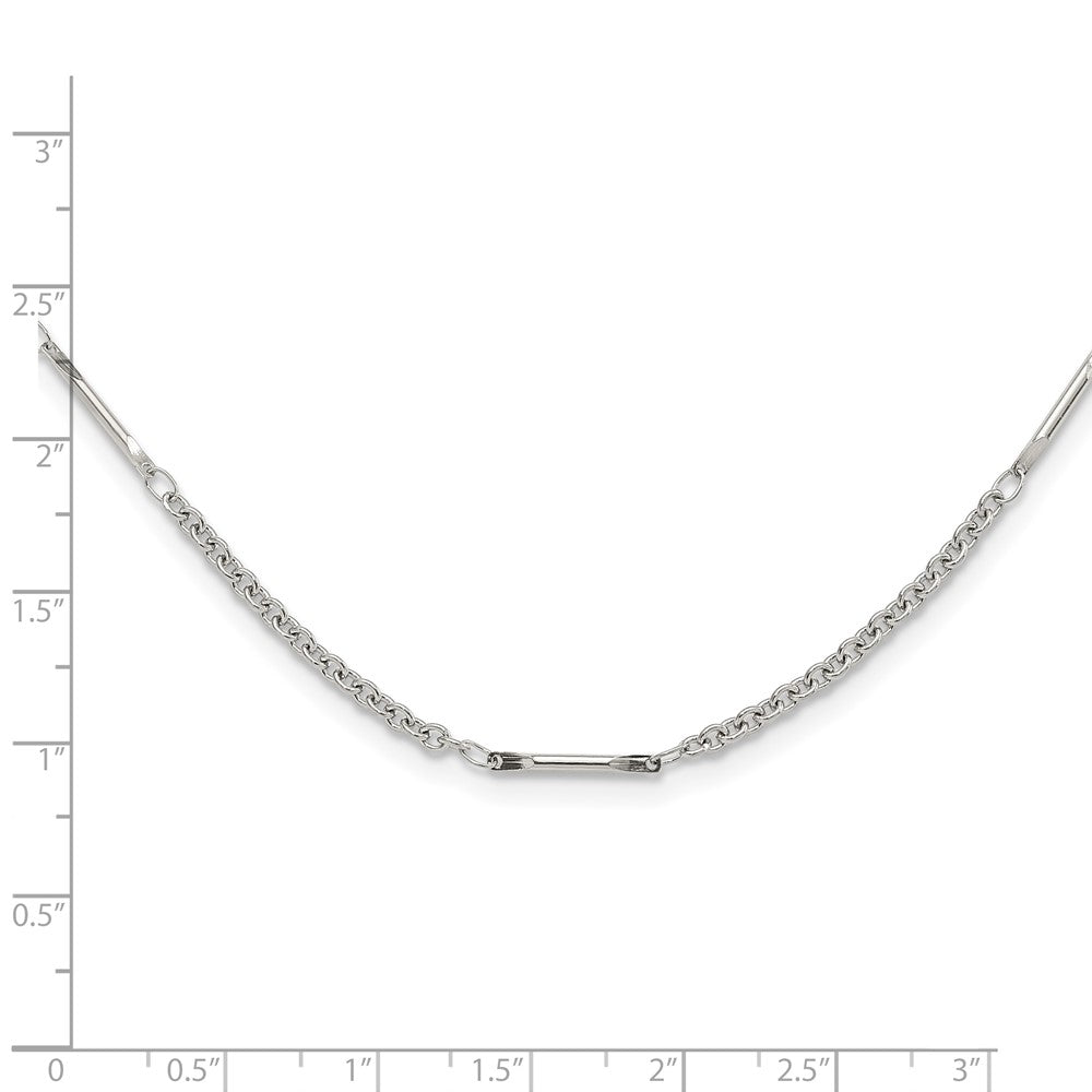 Stainless Steel Polished Fancy Bar Link Necklace