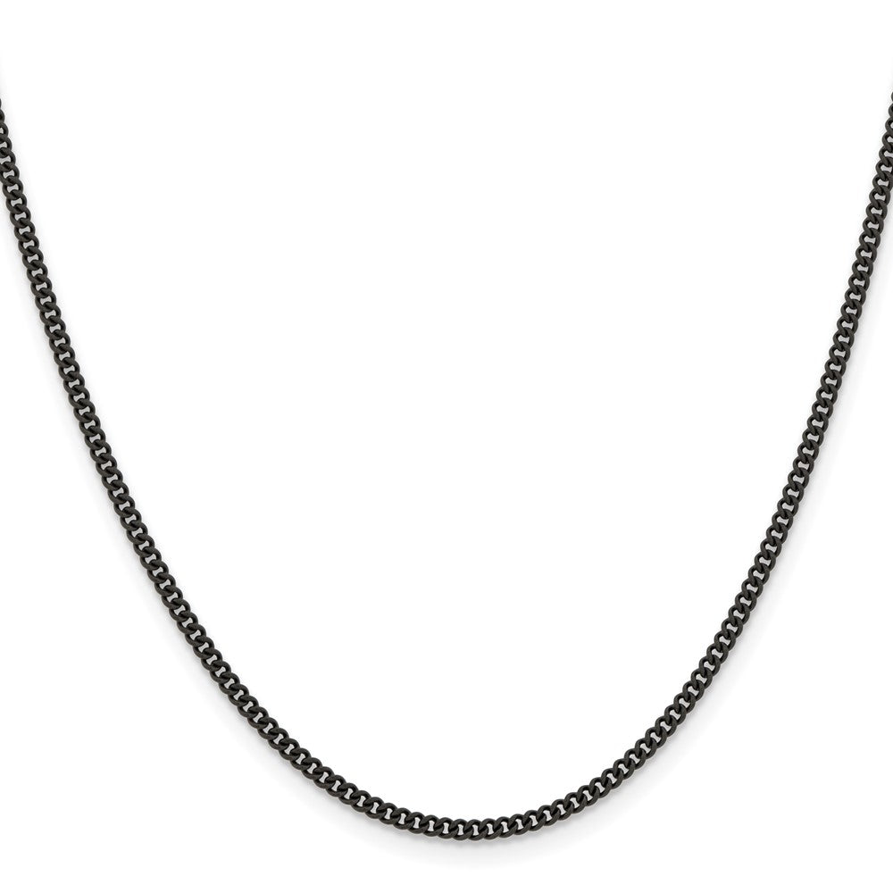 Chisel Stainless Steel Polished Black IP-plated 2.25mm 18 inch Round Curb Chain