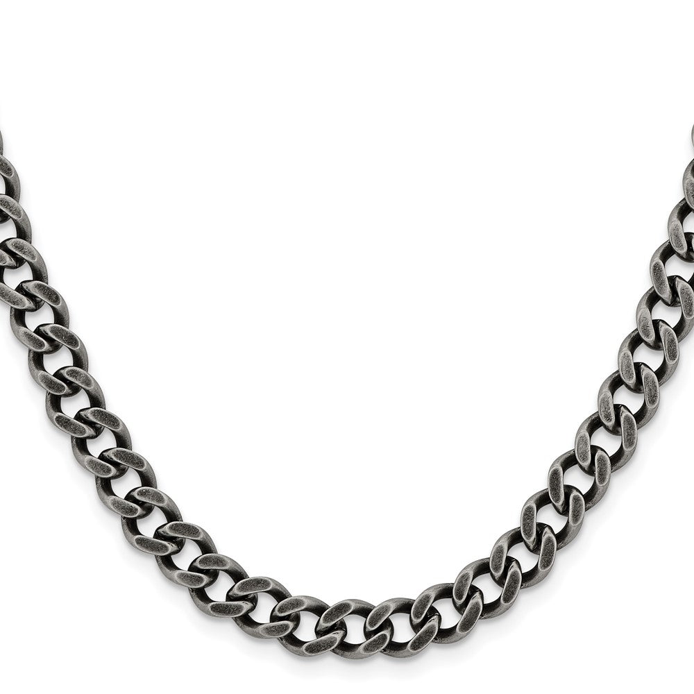 Chisel Stainless Steel Oxidized 7.5mm 24 inch Curb Chain