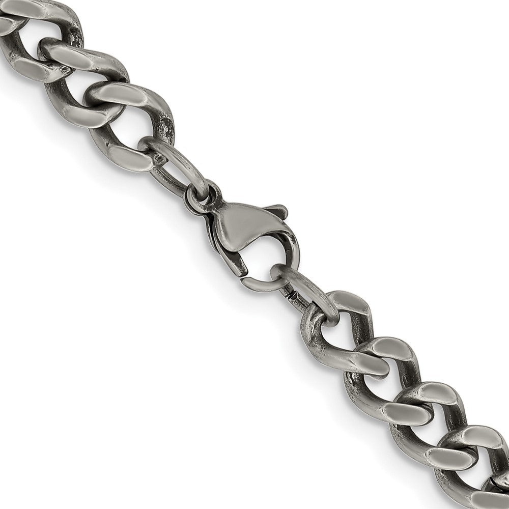 Chisel Stainless Steel Oxidized 7.5mm 24 inch Curb Chain