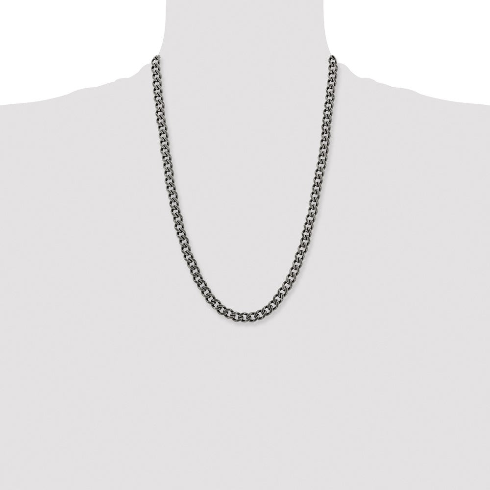 Chisel Stainless Steel Oxidized 7.5mm 24 inch Curb Chain