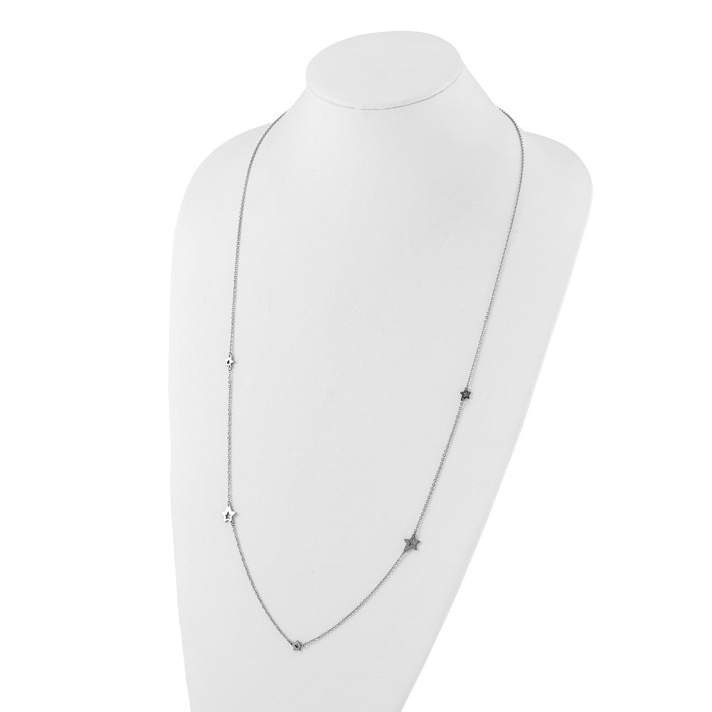Stainless Steel Polished Slip On Stars Necklace