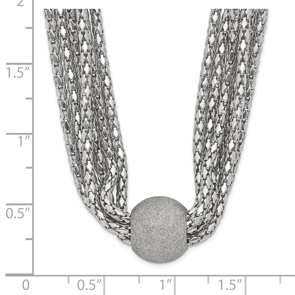 Stainless Steel Polished 6 Strand Laser Cut Bead Necklace
