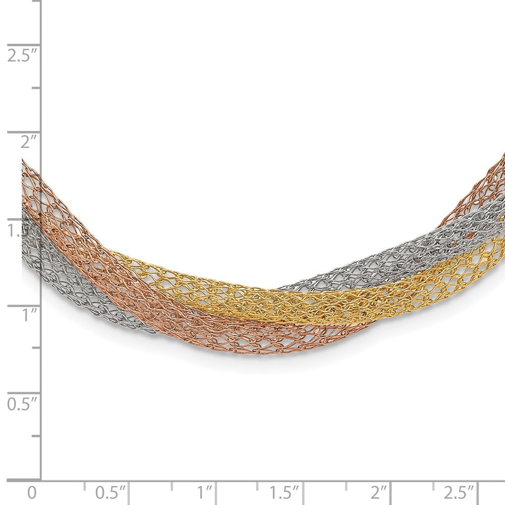 Stainless Steel Yellow & Rose IP-plated Twisted Mesh Necklace