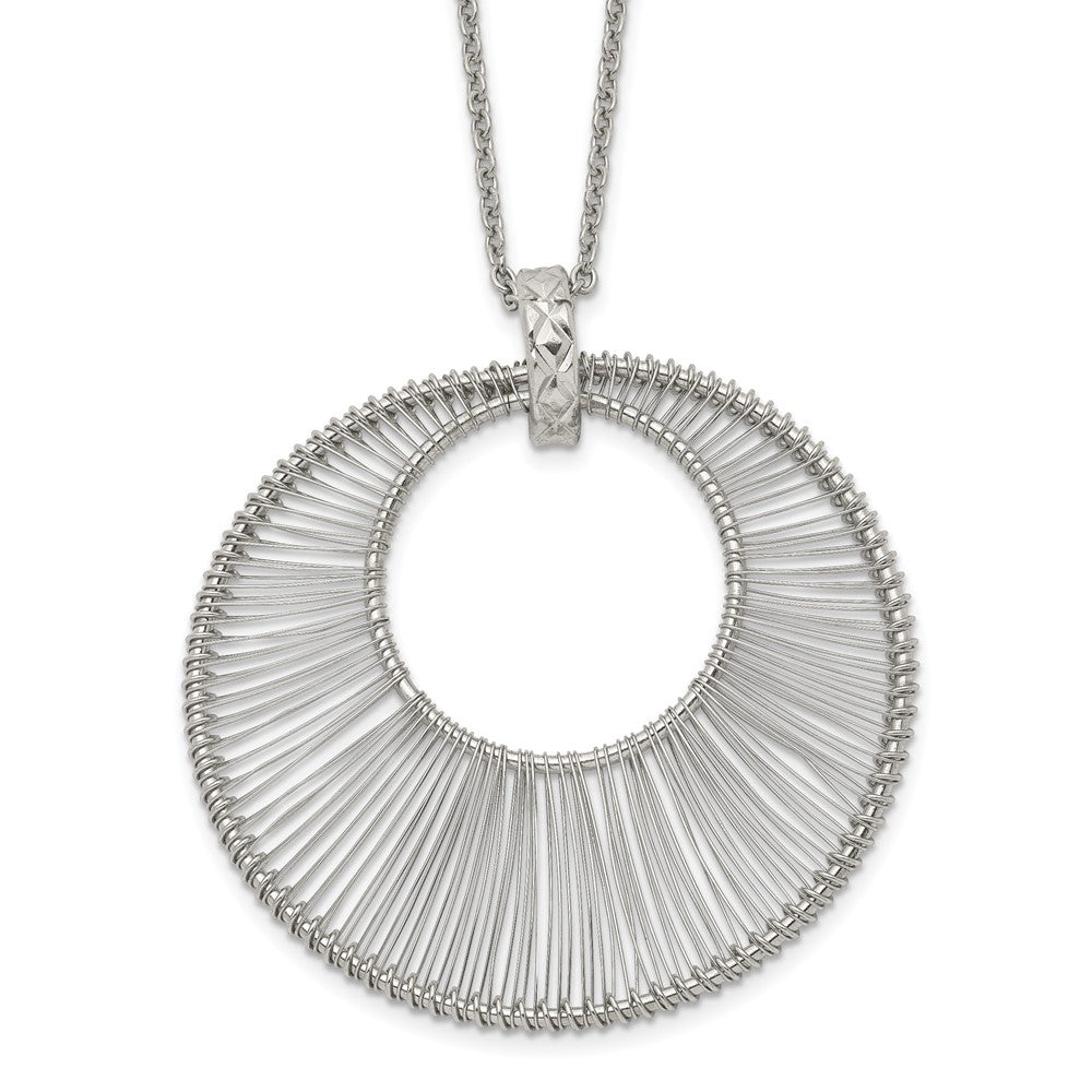 Stainless Steel Polished Wire Circle 16.5in w/2in ext Necklace