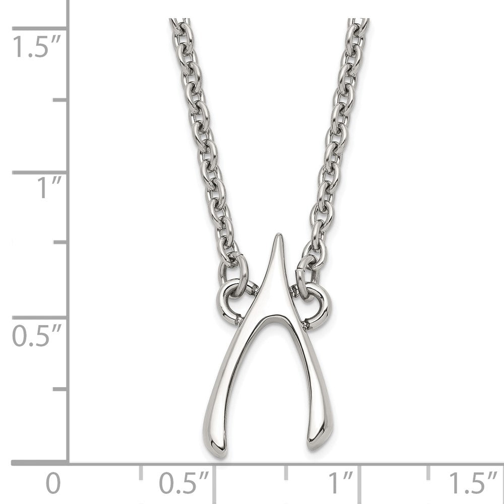 Stainless Steel Polished Wishbone Necklace