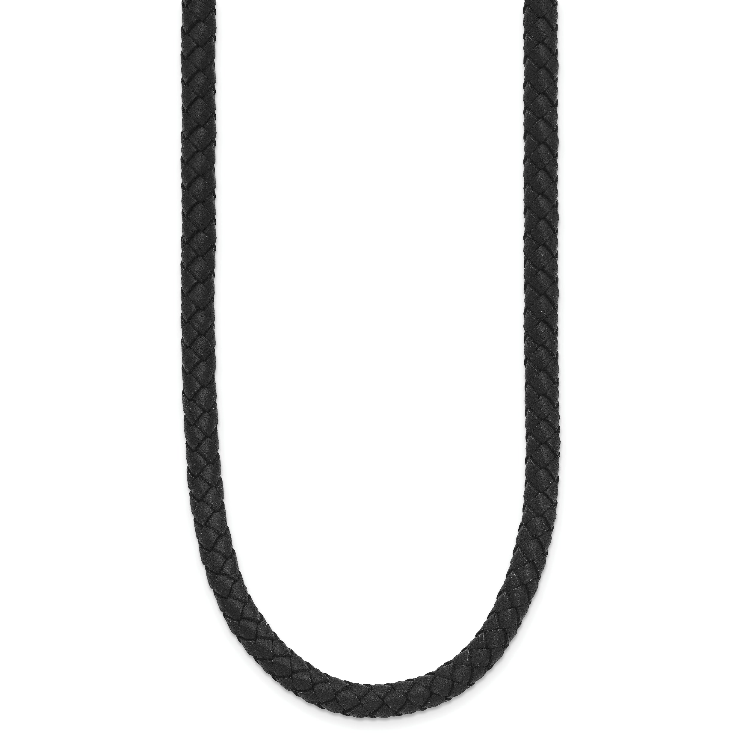 Chisel Stainless Steel Polished Woven Black Leather 19.5 inch Necklace