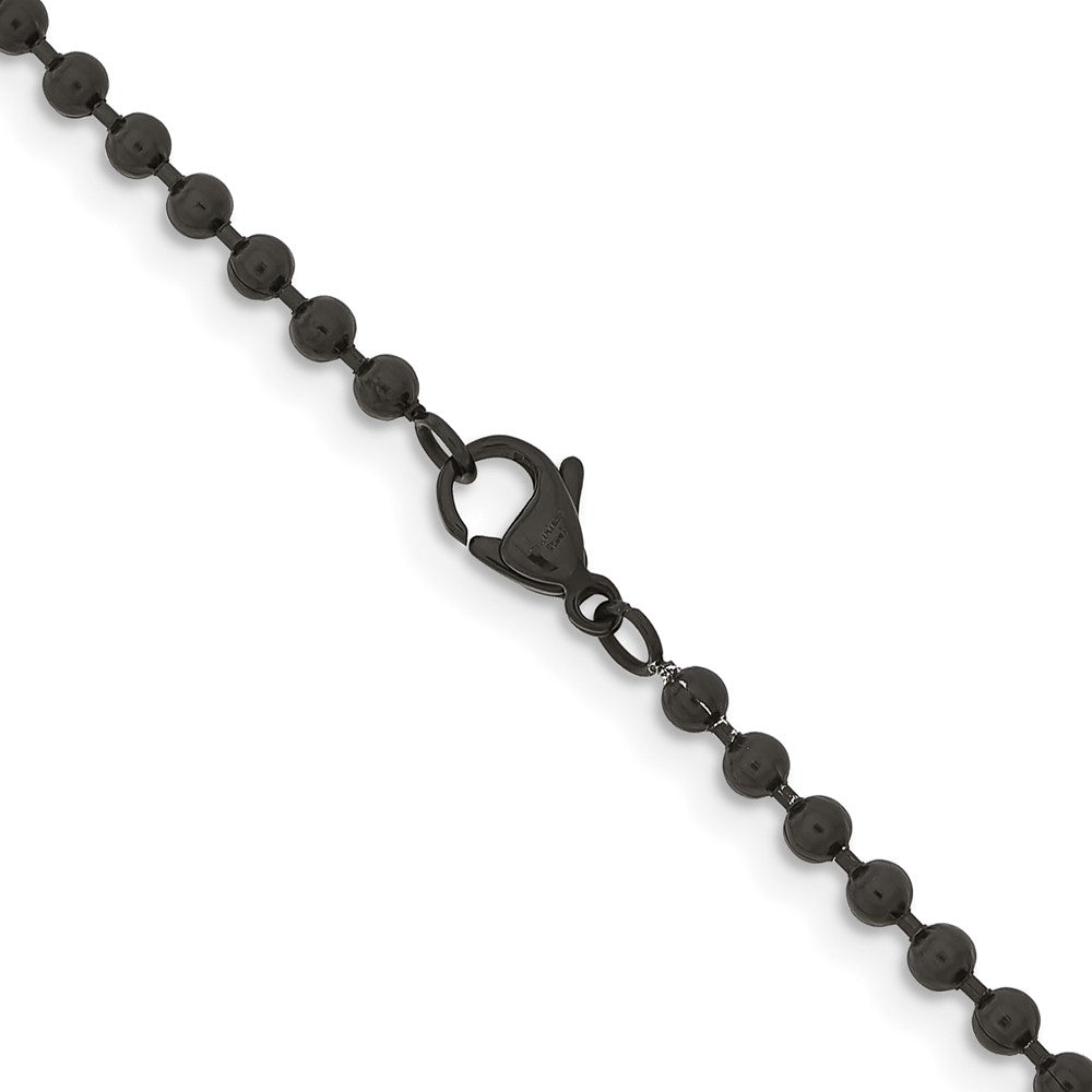 Chisel Stainless Steel Polished Black IP-plated 3mm 30 inch Ball Chain