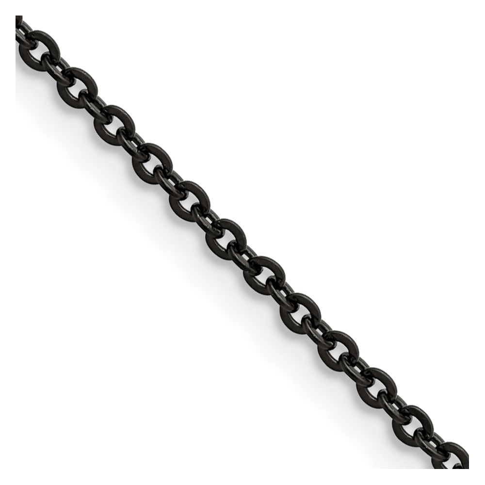 Chisel Stainless Steel Polished Black IP-plated 2.3mm 22 inch Cable Chain