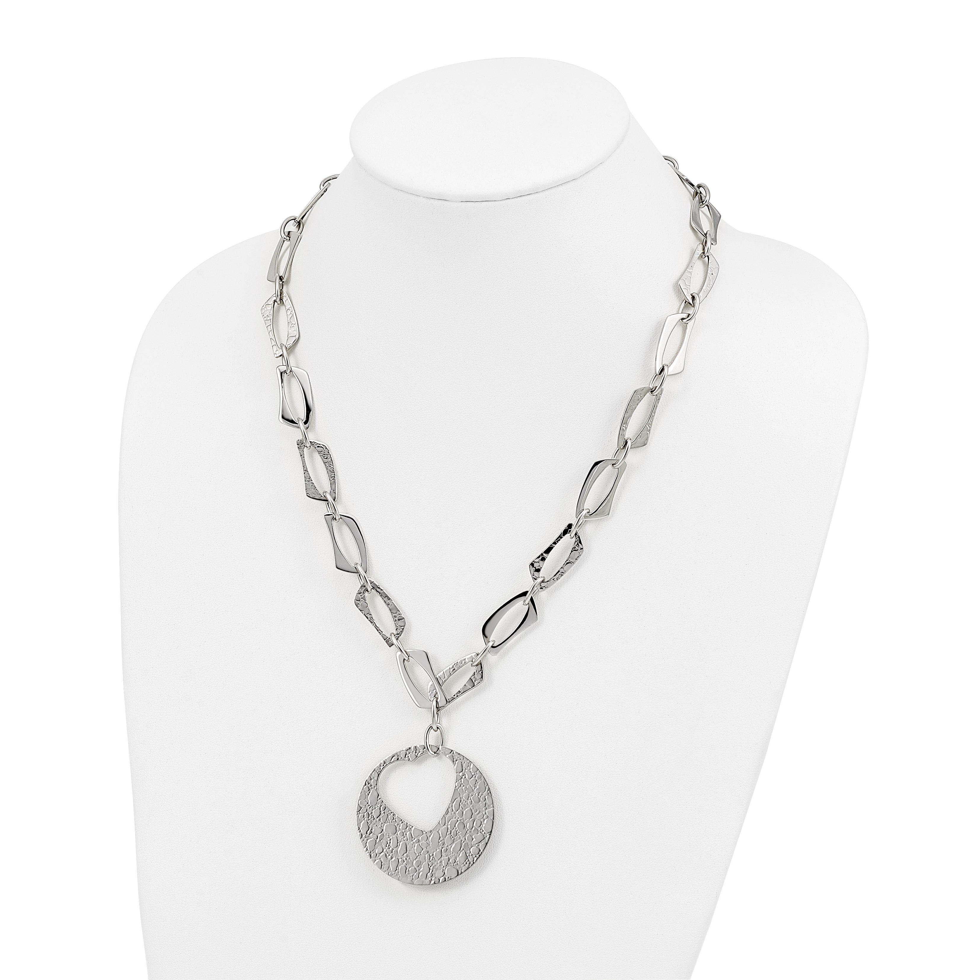 Stainless Steel Heart Cutout Pendant with 2 inch ext Necklace