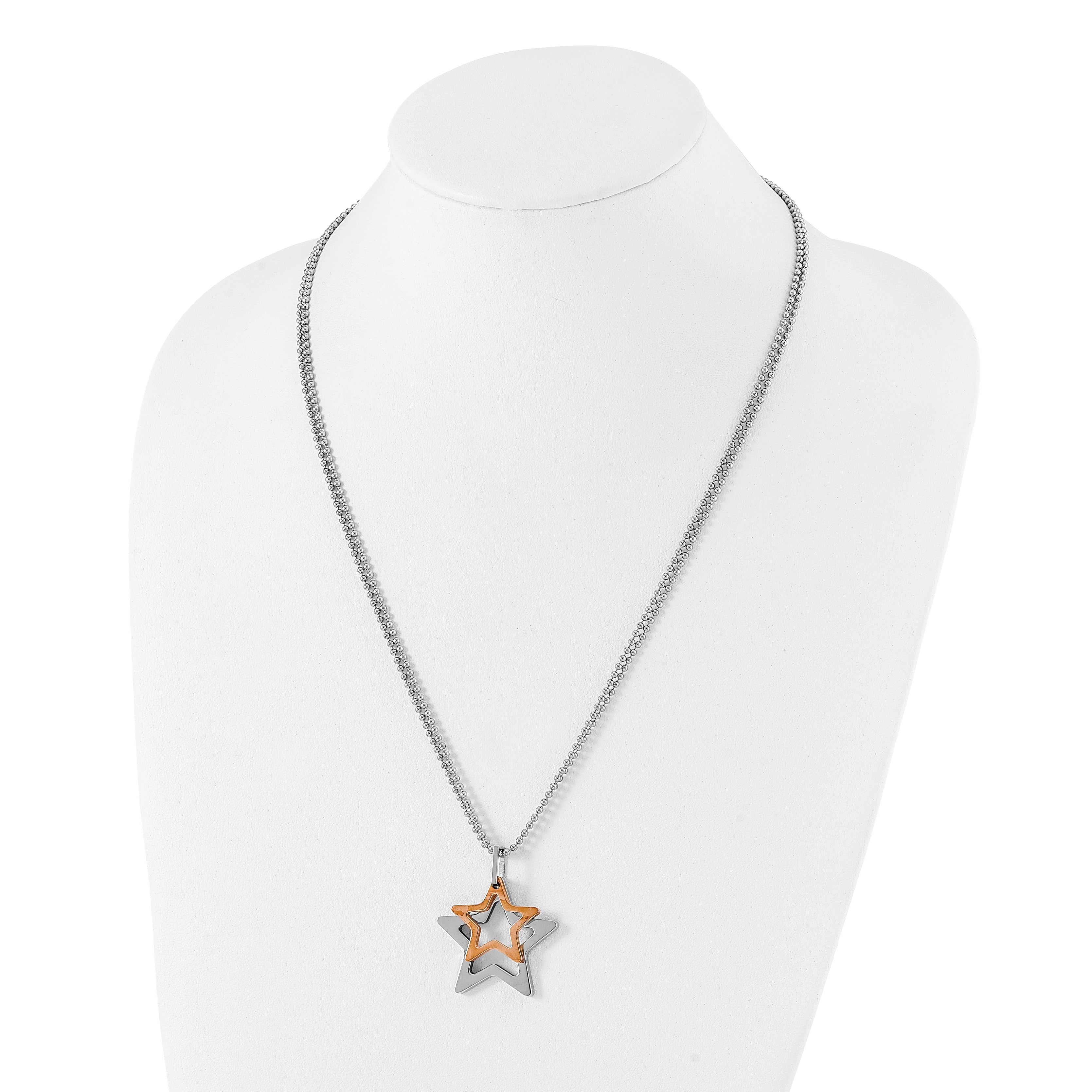 Stainless Steel & Rose IP-plated Stars Necklace