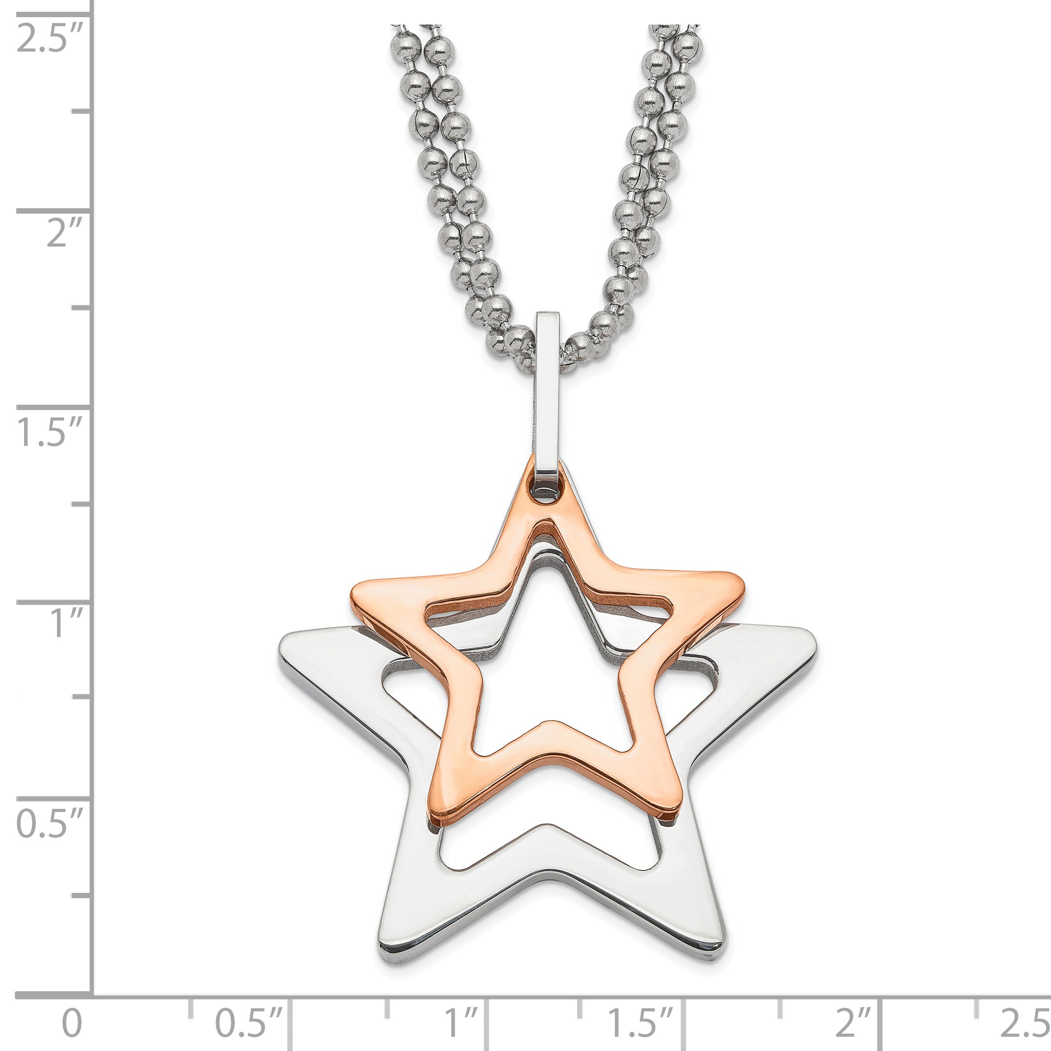 Stainless Steel & Rose IP-plated Stars Necklace