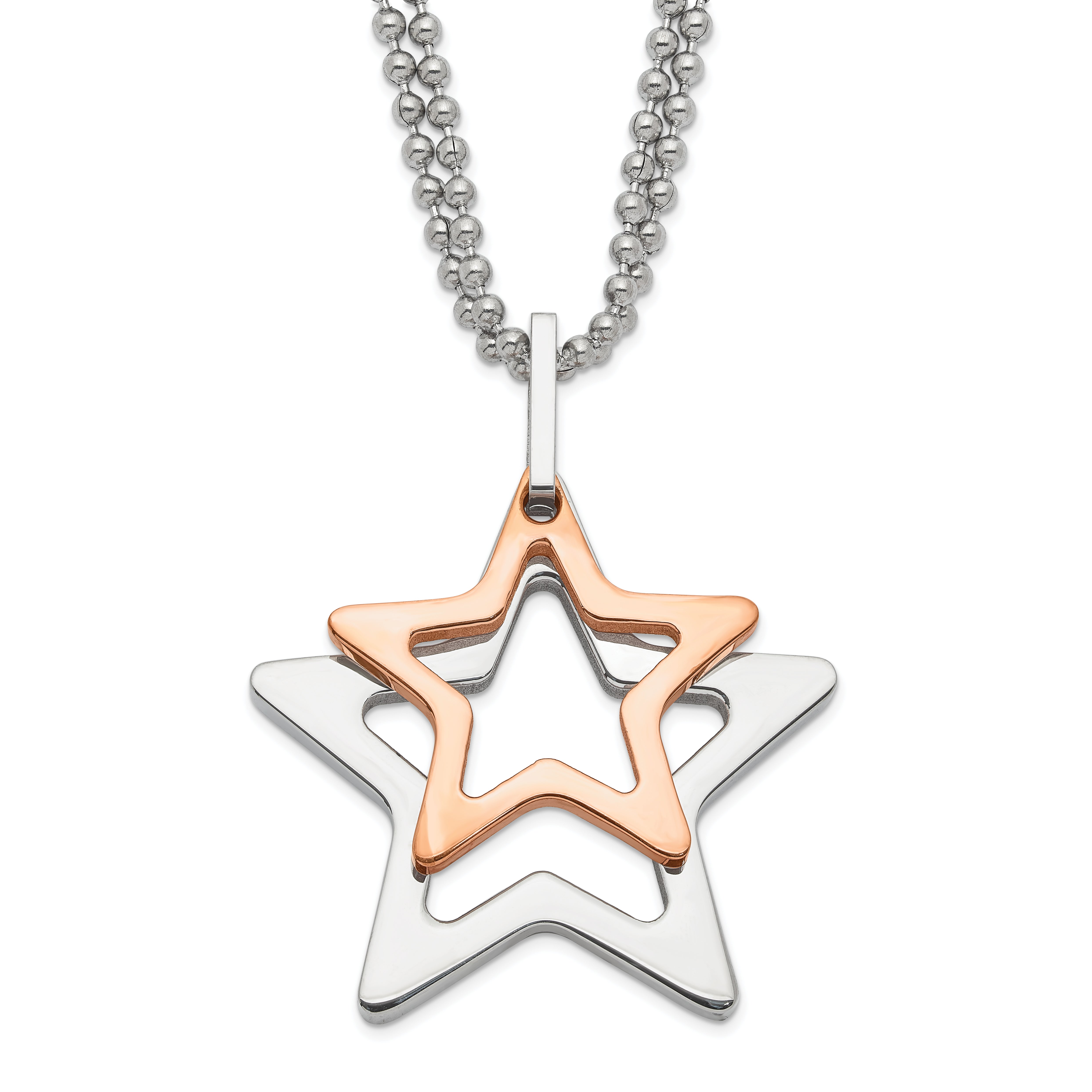Stainless Steel & Rose IP-plated Stars Necklace