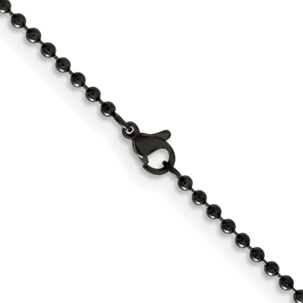Chisel Stainless Steel Polished Black IP-plated 2.4mm 20 inch Ball Chain