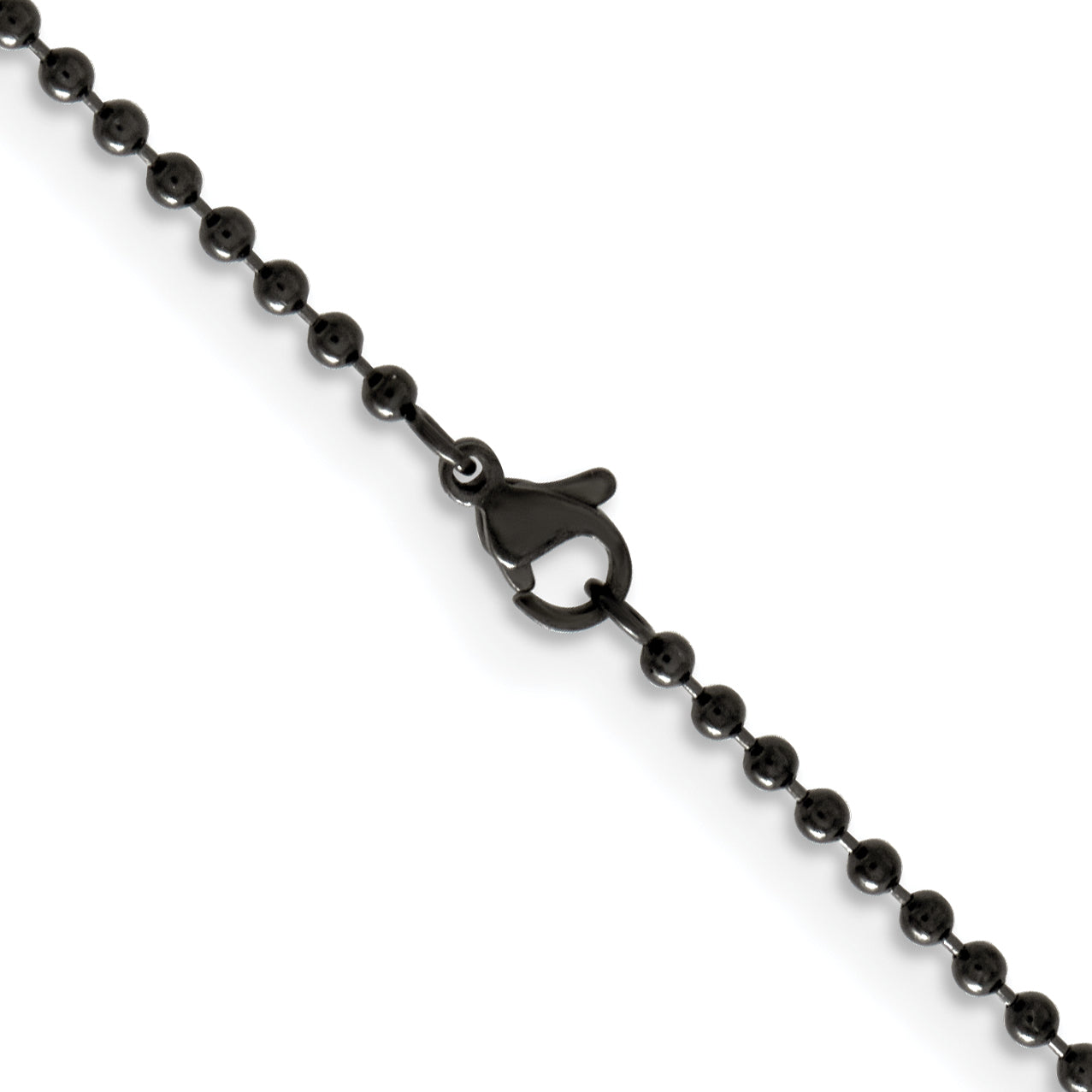 Chisel Stainless Steel Polished Black IP-plated 2.4mm 24 inch Ball Chain