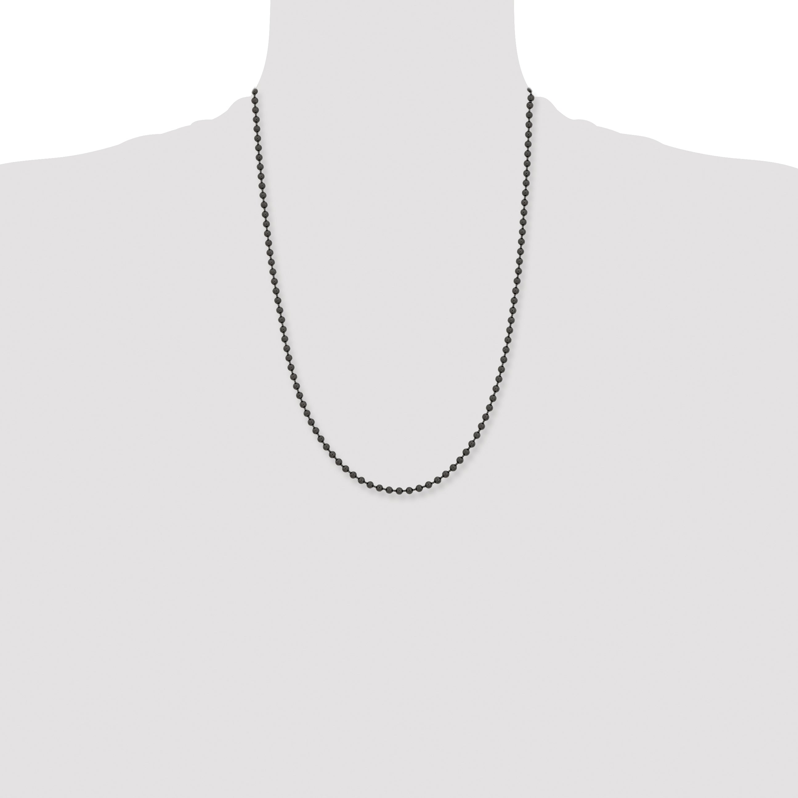Chisel Stainless Steel Polished Black IP-plated 2.4mm 24 inch Ball Chain