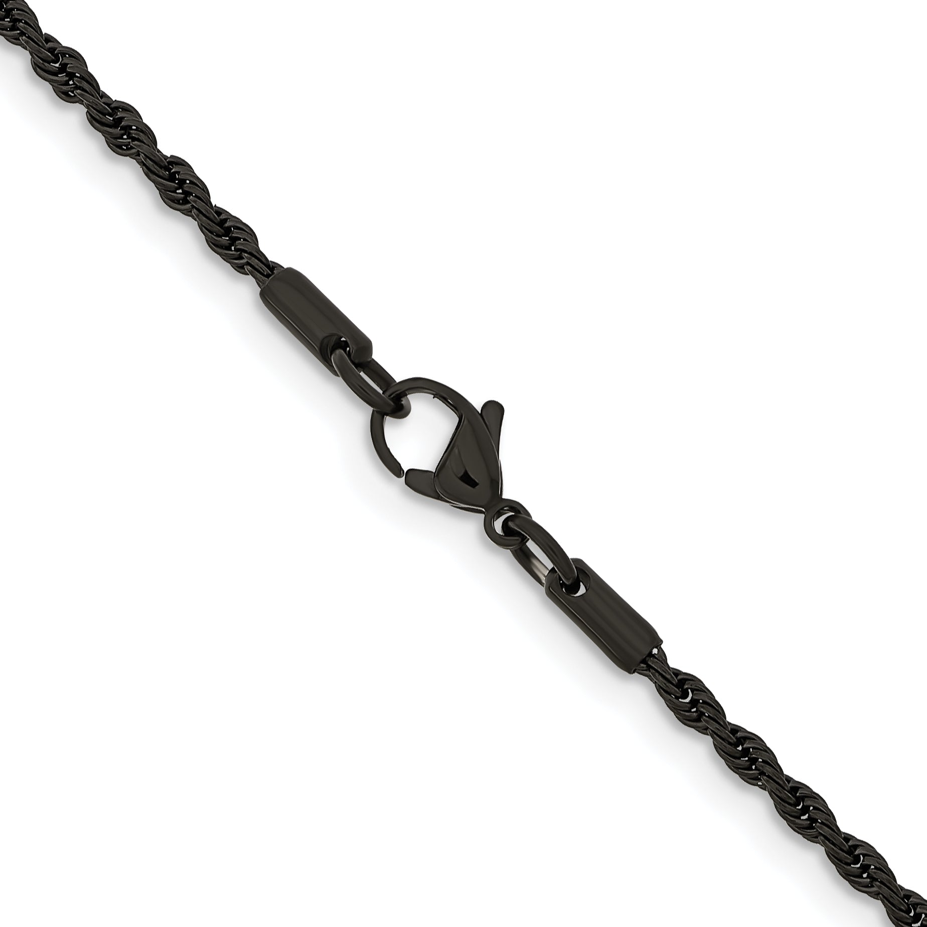 Chisel Stainless Steel Polished Black IP-plated 2.4mm 18 inch Rope Chain