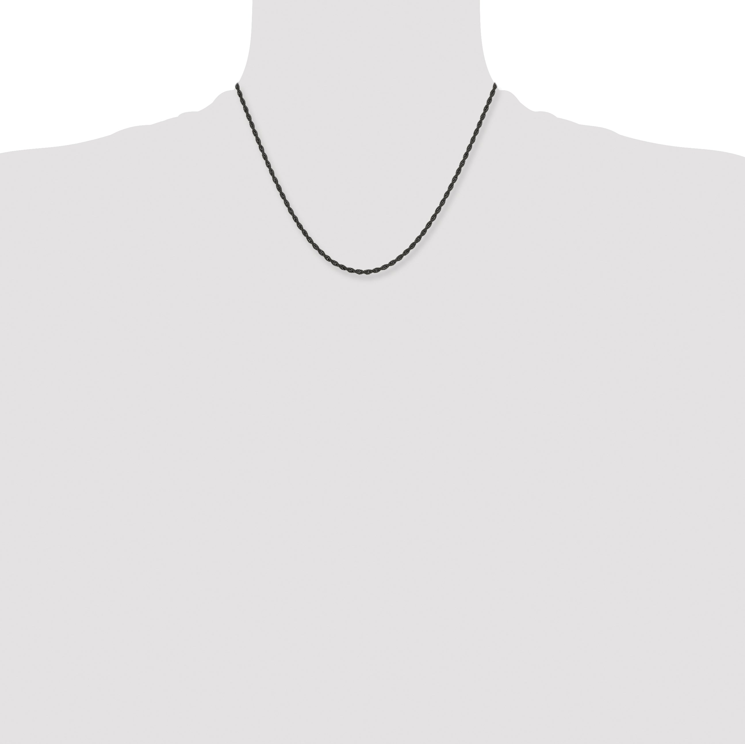 Chisel Stainless Steel Polished Black IP-plated 2.4mm 18 inch Rope Chain