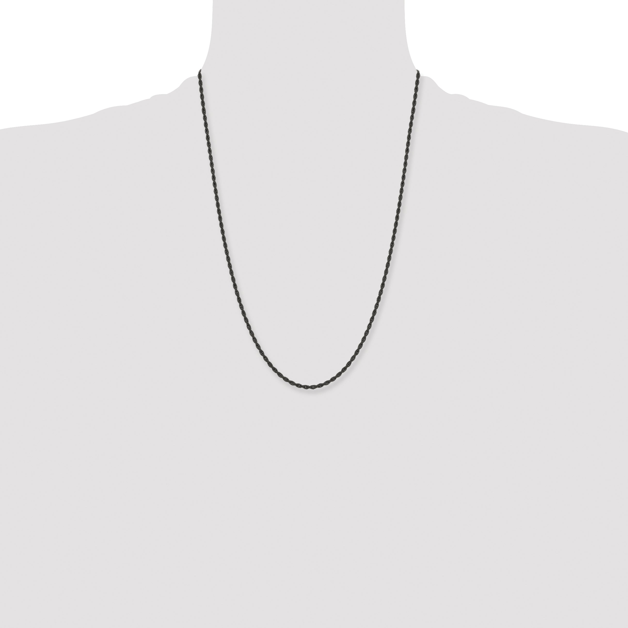 Chisel Stainless Steel Polished Black IP-plated 2.4mm 18 inch Rope Chain